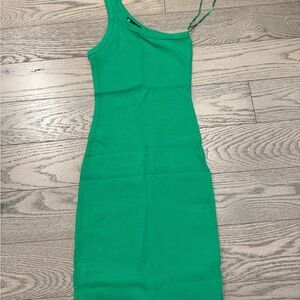 Zara One Shoulder Green Dress